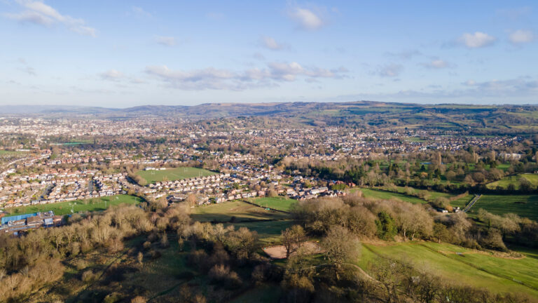 Cheltenham drone shot to demonstrate the Cheltenham Zero Business Fun
