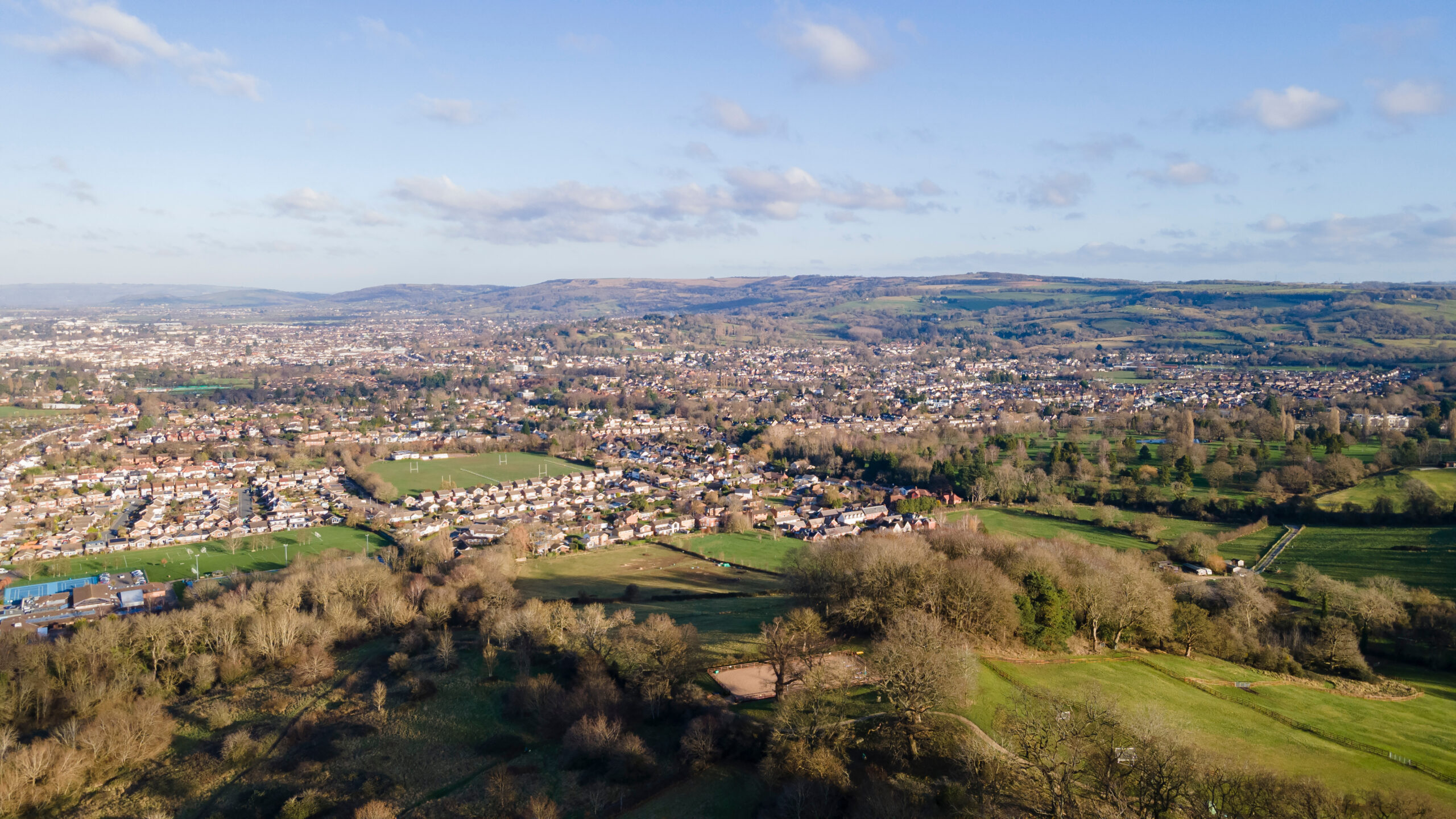 Cheltenham drone shot to demonstrate the Cheltenham Zero Business Fun