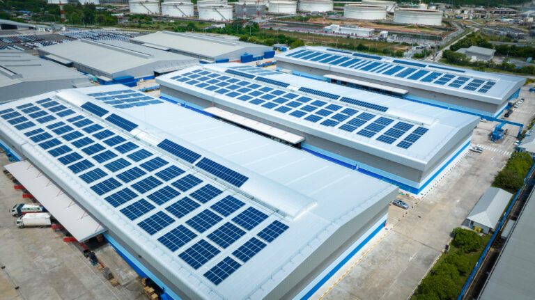 solar pv installation on a warehouse to showcase a carbon neutral company